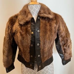 Vintage fur & leather cropped jacket